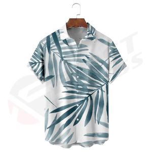 Camisa Tropical de Manga Corta Casual para Hombre, con Botones, Tejido Satinado, Teñido, para Vacaciones de Verano en la Playa, 280gsm - Product Image 2