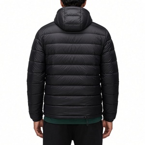 Chaqueta Acolchada Negra para Hombre, Impermeable, Cortavientos, con Cierre de Cremallera, Estilo Casual para Otoño, Corte Regular, Color Sólido, Exterior de Nailon y Algodón - Product Image 5