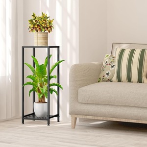 Freestanding Classic Metal 2-Tier Sliding Shelf Garment Display <b>Stand</b> Pre-Assembled 32-Inch Tall - Product Image 1