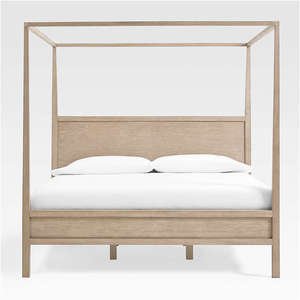 Contemporary KD Canopy <b>Bed</b> <b>Frame</b> | Natural Wash Solid Wood <b>Platform</b> <b>Bed</b> Wholesale India - Product Image 5