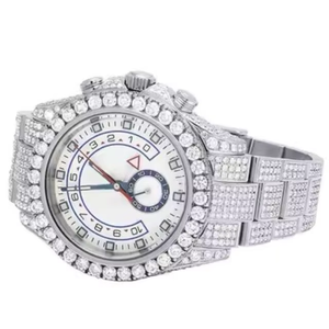 Reloj de Lujo con Cristal de Cuarzo y Diamantes de Moissanita Radiantes, Esfera de Acero Inoxidable con Acabado Pulido, Piedras Brillantes, Elegante para Ocasiones Especiales - Product Image 5