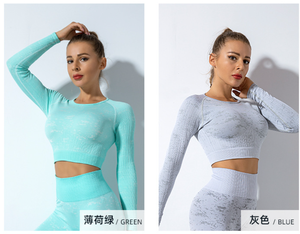 Ensembles de yoga en tissu spandex à manches longues pour femmes - Product Image 6