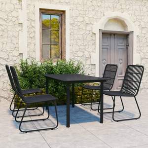 Juego de Comedor Apilable de 5 Piezas en Poliratán Negro para Jardín, Colección Elegante para Comer al Aire Libre - Product Image 1