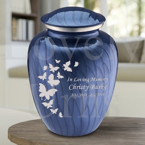 Adult Embrace Pearl Cobalt Blue Butterfly Cremation Urn Memorial <b>Ash</b> Container Funeral <b>Keepsake</b> Elegant Durable - Product Image 3