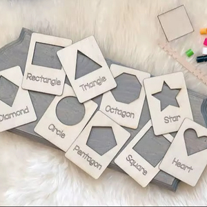 ชุดของเล่นไม้แกะสลักด้วยเลเซอร์จาก MDF รูปทรงต่างๆ พร้อมชื่อ ของเล่นเสริมพัฒนาการสำหรับเด็ก ชุด 9 ชิ้น สินค้าขายดี - Product Image 1