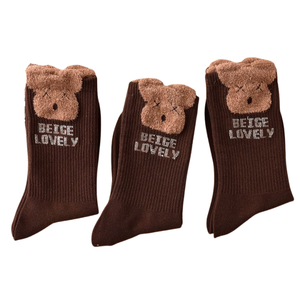 Yarn Bear Socks Women's Mid-Calf Plush Socks Outer Wear Cute Ins Trendy Versatile <b>Stockings</b> Autumn and Winter - Product Image 5