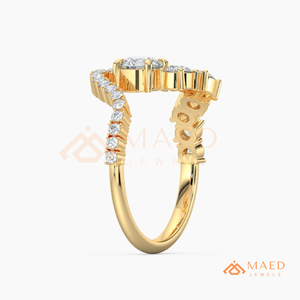 Moissanite Curved Band <b>Ring</b> for Women Gold Tone Engagement Wedding Anniversary Jewelry Elegant Daily Wear Style - Product Image 6