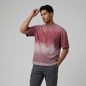 Fabricante de camisetas extragrandes personalizadas para hombre, camisetas casuales vintage de algodón grueso con lavado ácido y efecto descolorido por el sol para hombre - Product Image 4