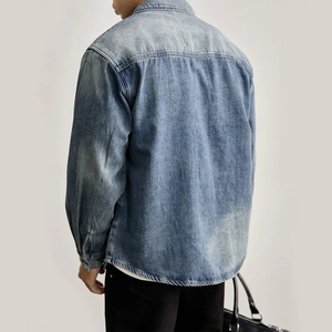 Anti Wrinkle Breathable High Quality <b>Men</b> <b>Denim</b> <b>Jacket</b> Loose Fit Crew Neck Plus Sized Hot Sale Premium Quality <b>Men</b> <b>Denim</b> <b>Jacket</b> - Product Image 3