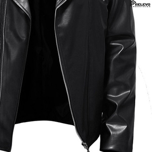High Quality Men Classic Black Moto Leather <b>Jacket</b>, Collar Zipper Pocket Slim Fit Motorcycle <b>Biker</b> <b>Jacket</b> Premium Outerwear - Product Image 3