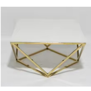 Table basse moderne avec plateau en verre et cadre en laiton, meubles contemporains pour salon - Product Image 3