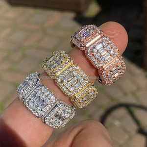 <b>925</b> Sterling <b>Silver</b> Baguette Cut Moissanite Classic Geometric Prong Set Rhodium Plated Unisex Wedding & Everyday Wear Gift <b>Ring</b> - Product Image 3