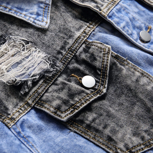 Men's Distressed <b>Denim</b> <b>Jacket</b> Ripped Patchwork Design Classic Fit Casual Wear Men <b>Denim</b> <b>Jackets</b> For Adults - Product Image 6