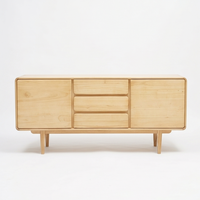 Buffet moderne scandinave minimaliste en teck massif, meuble de rangement, console de salon, table pour hôtel et école