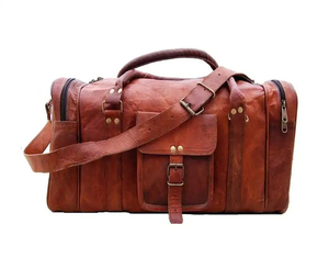 Handmade Genuine <b>Leather</b> Waterproof Lightweight Brown Anti-Theft Durable Large Capacity Weekender <b>Duffle</b> <b>Bag</b> for Men's Outdoor - Product Image 5