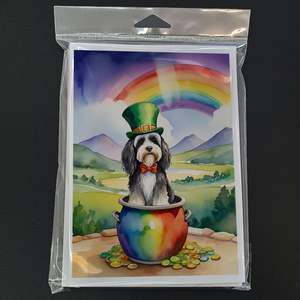 Whimsical Tibetan Terrier St Patrick's Day <b>Greeting</b> <b>Cards</b> Pack of 8 A7 Size 5x7 Blank <b>Note</b> <b>Cards</b> with Envelopes - Product Image 3