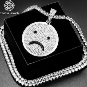 Charm_Jewells Colgante de Moissanita de Corte Brillante con Cabeza de Bola de Plata 925, Chapado en Oro, Joyería Hiphop para Hombre, con Micro Pavé y Bisel - Product Image 1