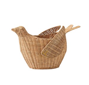 Sparrow Bird <b>Wicker</b> Rattan Basket Open Top Woven Decorative Animal Toy Storage Organizer Case Nursery Floor <b>Bin</b> - Product Image 1
