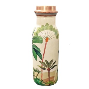 Botella de Cobre con Diseño de Palmera Tropical, Termo Portátil de Viaje con Tapa, Botella con Estampado de Árbol de Plátano - Product Image 1