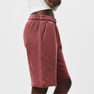 High Quality 100% Cotton <b>Women</b> Acid Wash <b>Shorts</b> Hot <b>Shorts</b> <b>Elastic</b> High <b>Waist</b> Quick Dry Breathable Customized Logo <b>Women</b> <b>Shorts</b> - Product Image 4