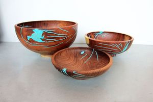 Bol en bois en résine époxy écologique sans BPA, fait main, avec texture rustique et surface brillante pour maisons modernes - Product Image 2