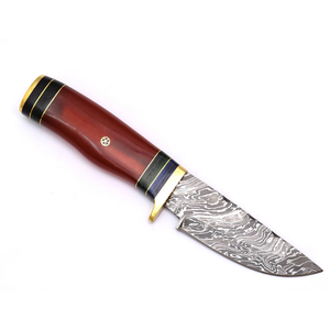 Cuchillo de Caza y Camping de Acero de Damasco, Hecho a Mano, Hoja Fija, Punta Caída, Mango de Resina de Grado Industrial, Fabricante OEM/ODM - Product Image 3