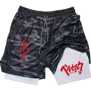 <b>Men's</b> Black Athletic <b>Shorts</b> with <b>Red</b> Logo Print Quick Dry Breathable Mid Waist Drawstring Casual Sport Wear 100% Polyester - Product Image 3