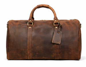 Sac de voyage en cuir véritable vintage, sac de sport de luxe pour homme, grande capacité, fermeture éclair, polyester - Product Image 2