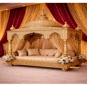 Elegante palanquín marroquí estilo cúpula para bodas, Doli dorado de diseño para la novia, para gran entrada, último modelo estilo Maharaja Palki UK - Product Image 1