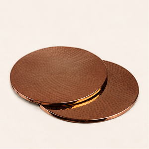 Sous-verres artisanaux 100 % cuivre pur martelé, écologiques, durables, modernes, lot de 4 sous-verres de luxe en cuivre, style Moscou, en métal - Product Image 3
