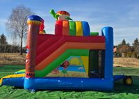 Château gonflable tropical combiné avec toboggan pour enfants, certifié CE, garantie 3 ans, capacité 500 kg