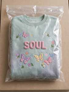 Sudadera Oversize Verde Pastel para Mujer con Cuello Redondo, Bordado 3D de la Letra SOUL, Felpa de Algodón Antipilling y Mangas Caídas - Product Image 6