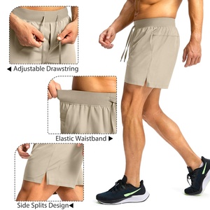 Shorts de sport pour hommes avec logo personnalisé, taille élastique, couleur unie, pour l'entraînement, l'été, confortables, décontractés, pour la course à pied - Product Image 6
