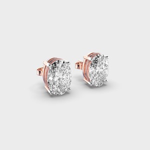 IGI Certified Lab Grown Oval Cut Diamond Stud <b>Earrings</b> 14K Yellow / White / Rose Gold Solitaire Oval Diamond <b>Earrings</b> - Product Image 2