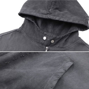 Sweat à capuche délavé pour homme, 100 % coton, écologique, automne, ODM, décontracté, personnalisation de marque, vente en gros - Product Image 5