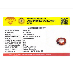 Natural Oval Cut Hessonite Gomed 6.85 Carat 15mm Loose Gemstone for Fine Jewelry - Product Image 4