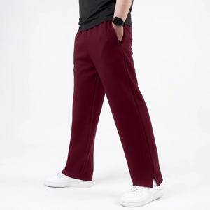 Pantalon décontracté pour homme, coupe droite, couleur marron, avec poches latérales, taille élastique, mélange de coton et de spandex tricoté, respirant, pour l'automne - Product Image 1