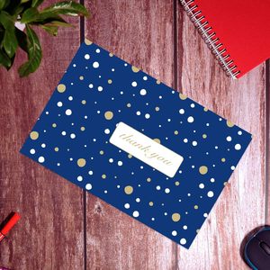 Enveloppes d'expédition en polyéthylène bleues à pois avec message de remerciement - Fermeture autocollante - Product Image 4
