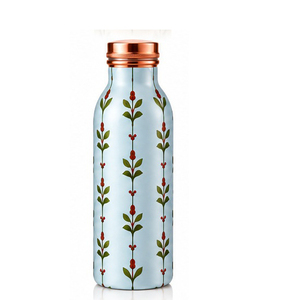Bouteille d'eau en cuivre à motif floral crème, nouveauté, portable, pour voyage, avec couvercle en cuivre par Concept Home - Product Image 4