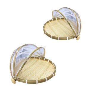 Premium Vietnamese BAMBOO <b>TRAY</b> with Mesh Net Cover Natural Food Protection Basket Home Decor - Product Image 1
