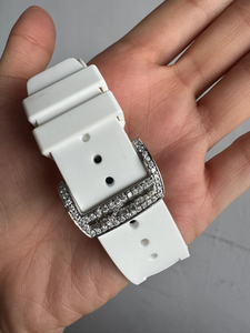 Montre personnalisée en moissanite pour homme, demi-sertie de diamants incolores, luxe, sport, affaires, bracelet en caoutchouc blanc, montre-bracelet hip-hop - Product Image 3