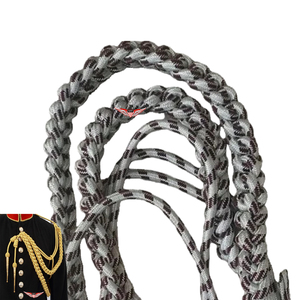 Silver and Grey <b>Braided</b> Aiguillette Silver Metallic Tip Aiguillette Wire <b>Cord</b> Aiguillette - Product Image 1