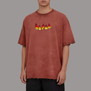 New Arrival Customized Short Sleeve Men's T-<b>Shirts</b> 100% Cotton Summer Wear Hip Hop Loose Fit Quick Dry Letter Pattern Blank - Product Image 1