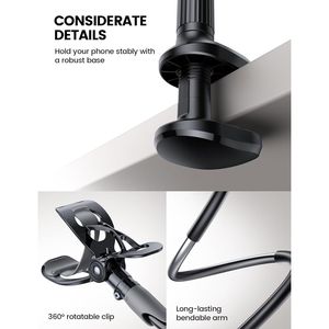 Supporto Flessibile per Telefono con Braccio Lungo, Morsetto da Scrivania/Comodino per Letto o Scrivania, Idea Regalo - Product Image 5