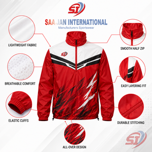 Custom <b>Half</b> <b>Zip</b> Windbreaker <b>Jacket</b> Geometric Teamwear Outerwear Custom Logo OEM ODM Supplier - Product Image 3