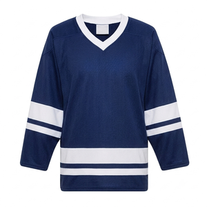 custom navy blue Ice Hockey Jersey Breathable professional team apparel durable Mesh Fabric Sports with custom <b>name</b> and logo - Product Image 1