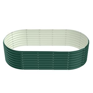 Fioriera Rialzata Ovale in Metallo Zincato 8x4 Piedi per Giardino - Ideale per Coltivare Verdure, Frutta e Fiori - Product Image 1