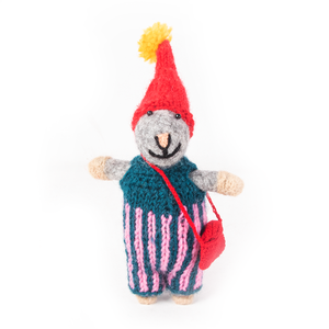Figura de Cordero Navideño Hecha a Mano con Técnica de Fieltro, Muñeco de Lana con Gorro de Santa Claus para Decoración Navideña - Product Image 1