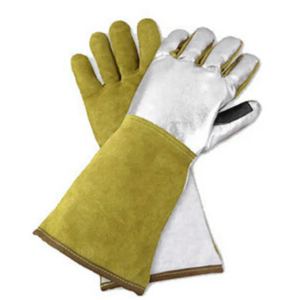 Aluminized Cowhide Split Leather Safety Gloves <b>Fire</b> Retardant Heat Resistant Welding Hand Protection Industrial and Household - Product Image 5