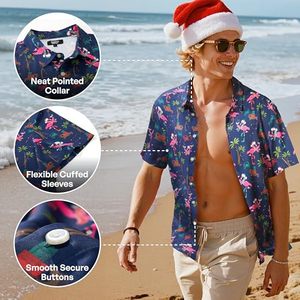 Camisa de hombre de manga corta con estampado floral tropical, informal, con botones, para la playa, colorida, de verano. - Product Image 2